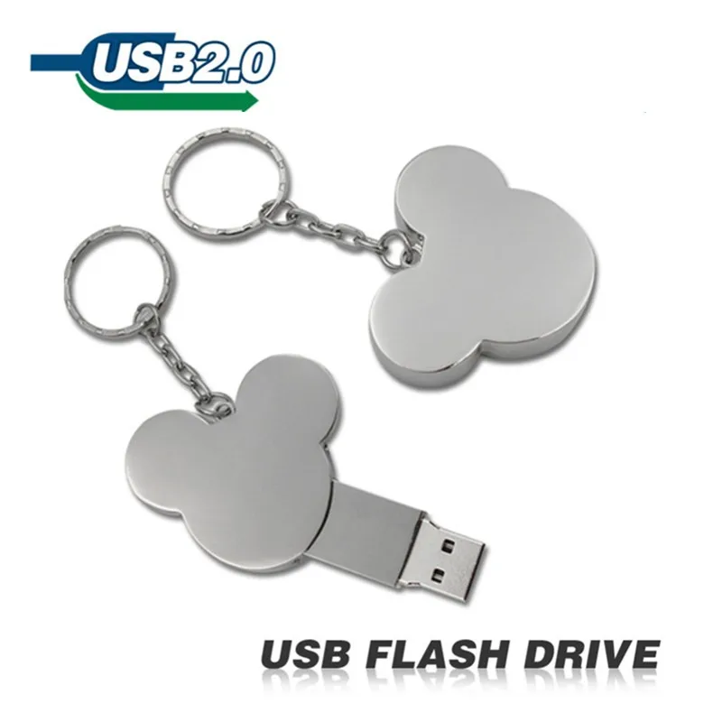 

2018 metal 4GB 8GB 16GB 32GB 64GB silver usb flash drive cute mickey mouse u disk pen drive pendrive memory stick flash card