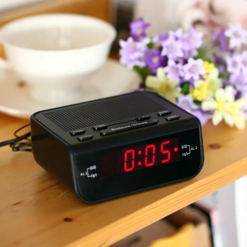 Цифровой Fm Будильник Радио с двойным будильником таймер сна светодиодный красный дисплей времени Sz