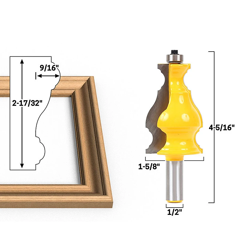 

1PC 12.7mm Shank Architectural Cemented Carbide Molding Router Bit Trimming Wood Milling Cutter for Woodwork Cutter Power Tools