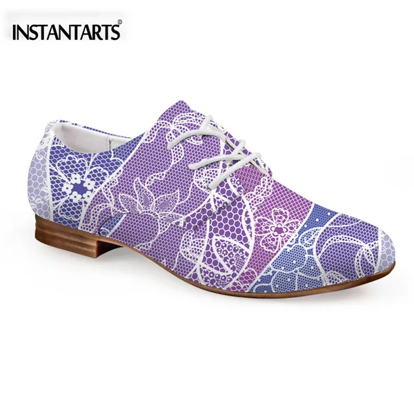 Instantarts мода Galaxy Star печатных Обувь кожаная для девочек для Для женщин летний отдых Оксфорд Обувь удобная обувь на плоской подошве для дам - Цвет: CA4681CD