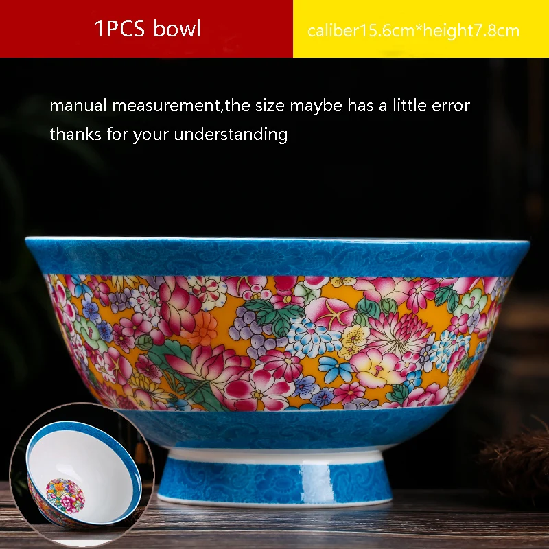 6 дюймов Цзиндэчжэнь роскошный рамен чаша набор фарфоровой керамической посуды посуда суп миски для риса искусство контейнер как Декор ремесла подарки - Цвет: N
