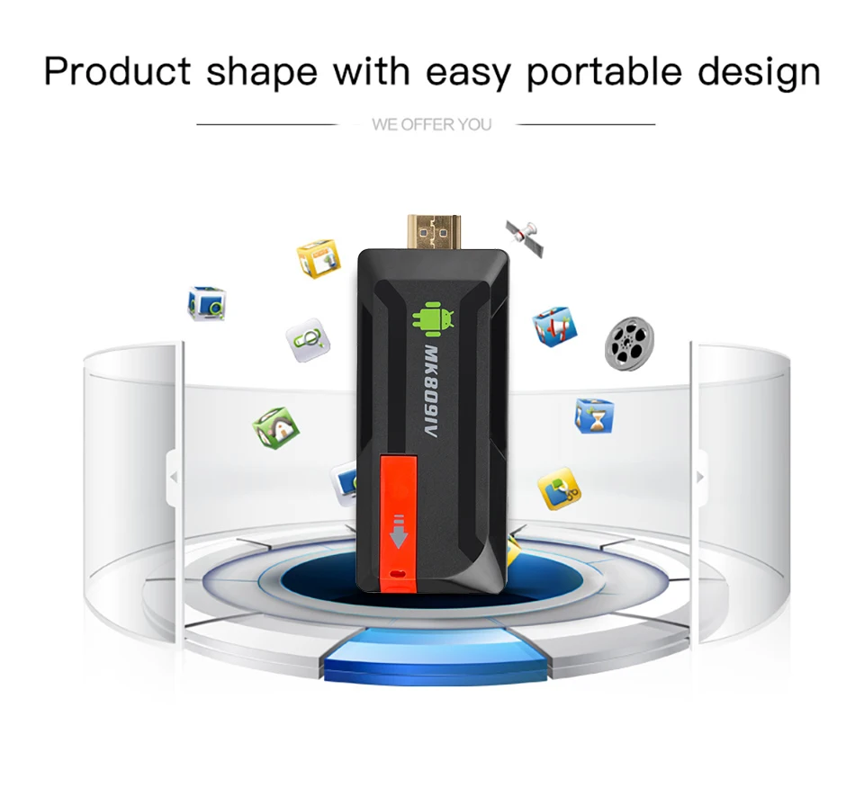 Smart TV Box MK809IV 2GB 8GB Android Wireless Dongle WIFI Bluetooth TV Game Stick HD Mini PC Quad C