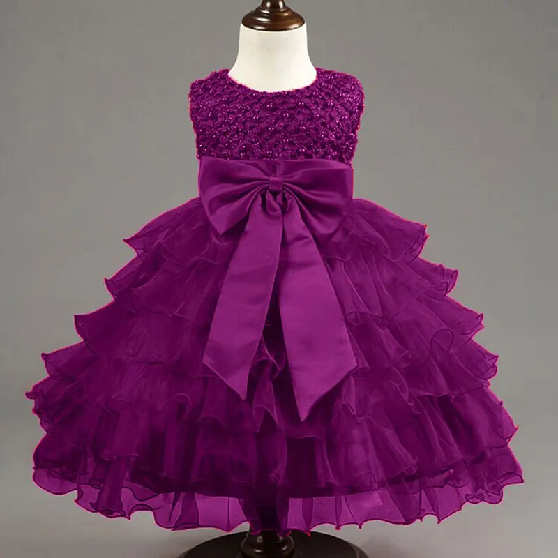 Летнее торжественное платье для новорожденных фиолетовое бальное платье без рукавов для крещения одежда для маленьких девочек для празднования первого дня рождения - Цвет: C153Z