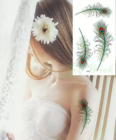 

Waterproof Temporary Tattoo arm lovely Peacock feather tattoo girl tatto stickers flash tatoo fake tattoos tatouage tatuajes