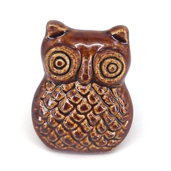 

4pcs 48mm *38mm Brown OWL Ceramic Handles Knobs Cabinet Cupboard Ceramic Kitchen Drawer Round Knobs Decorated Funiture handware