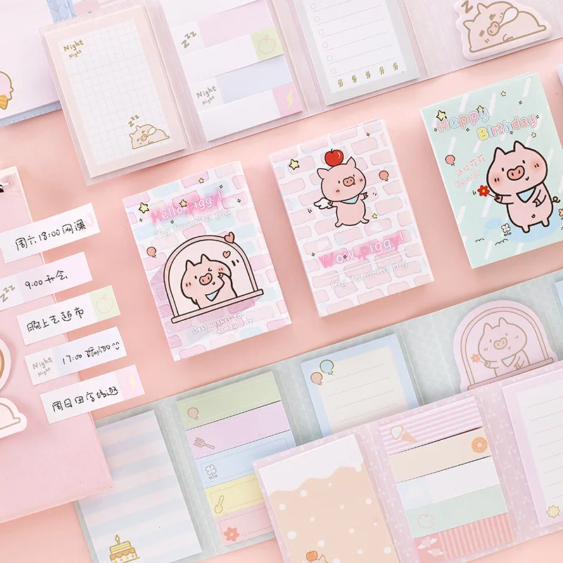 Kawaii Hello Piggy Wow 6 складной блокнот для записей N Times | Канцтовары офиса и дома
