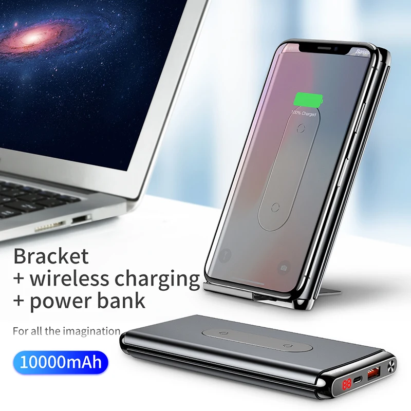 Baseus 10000mAh Portable Charger QI Wireless Charger Power