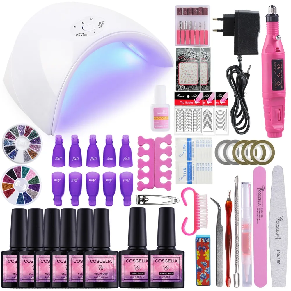 

COSCELIA Gel Nail Polish Sack Off Professional Nail Drill Machine Manicure Tools Kit With UV LED Nail Lamp Gel Polish Set