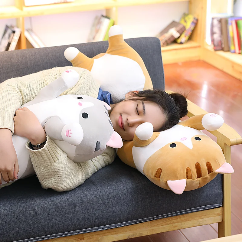 Cute Kitten Plush Sleeping Pillow Doll Big Stuffed Cartoon Cat Toy Funny Kawaii Leisure Boyfriend Pillow for Lover Children Gift 35inch 90cm DY50307(10)