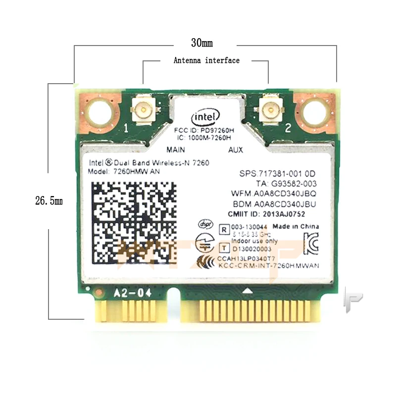 Двухдиапазонная 7260HMW Половина мини PCI-e Bluetooth 4,0 wifi сетевая карта 300 Мбит/с 2,4G/5G wifi Беспроводная карта для Intel wireless-N 7260AN