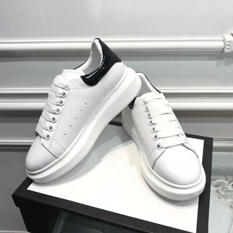 

Eunice Choo Genuine Leather Lace Up Sports Shoes Casual Plus Size White Couple Sneakers Mix Color Patchwork Thick Heels Flats