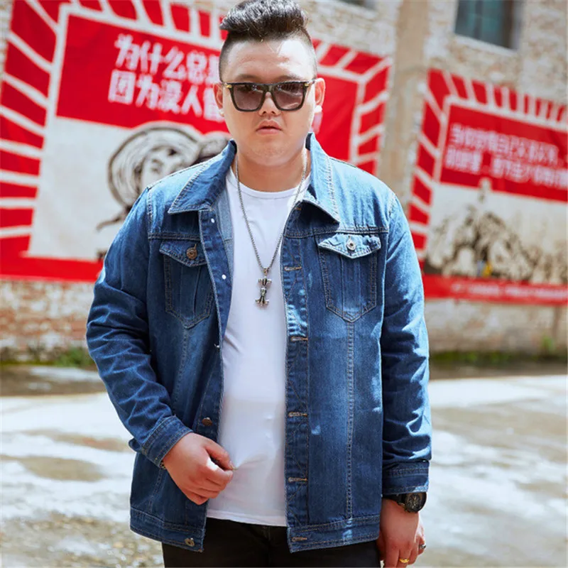 

Spring Autumn Denim Jacket Man Jeans jacket Blue Plus Size M-8XL Male Denim Outwear