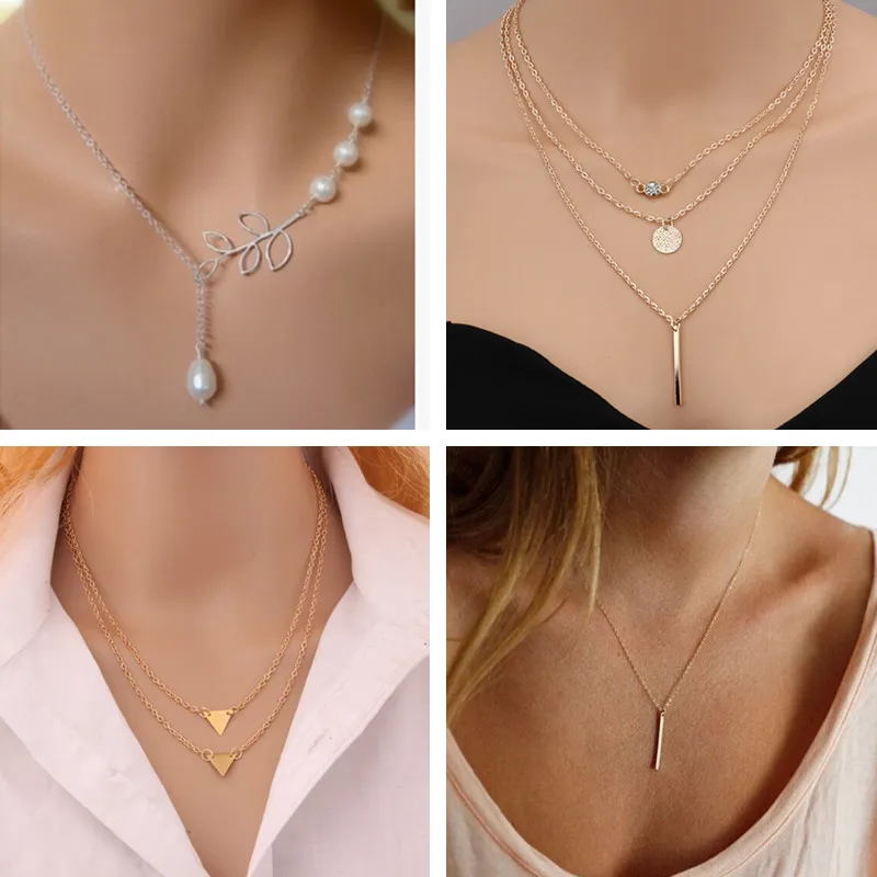 

Women Jewelry New Arrival Irregular Multilayer Simulated Pearls Choker Necklace Moon Star Sequins Simulated Pearl Beads for Girl
