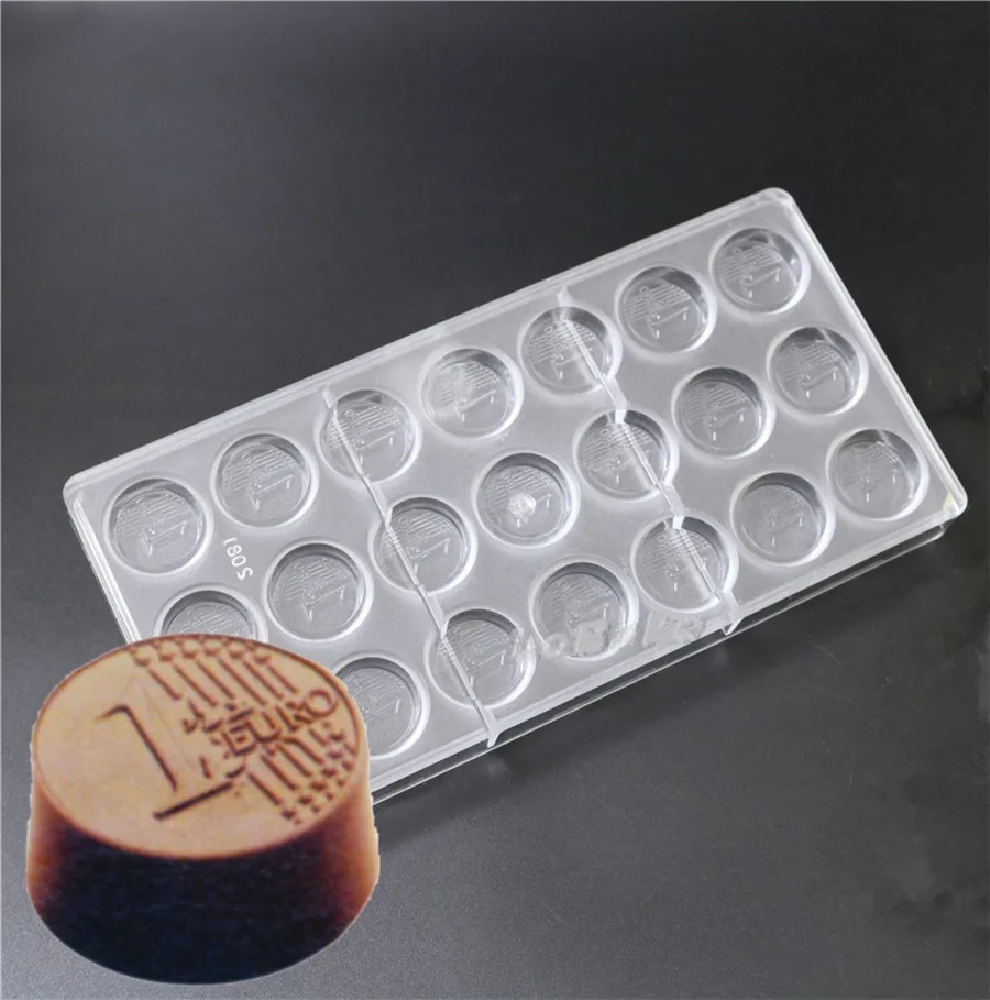 

1PC Euro Coin Shaped Polycarbonate Chocolate Bar Mold PC Mould Clear Hard Plastic Candy Mold Mould