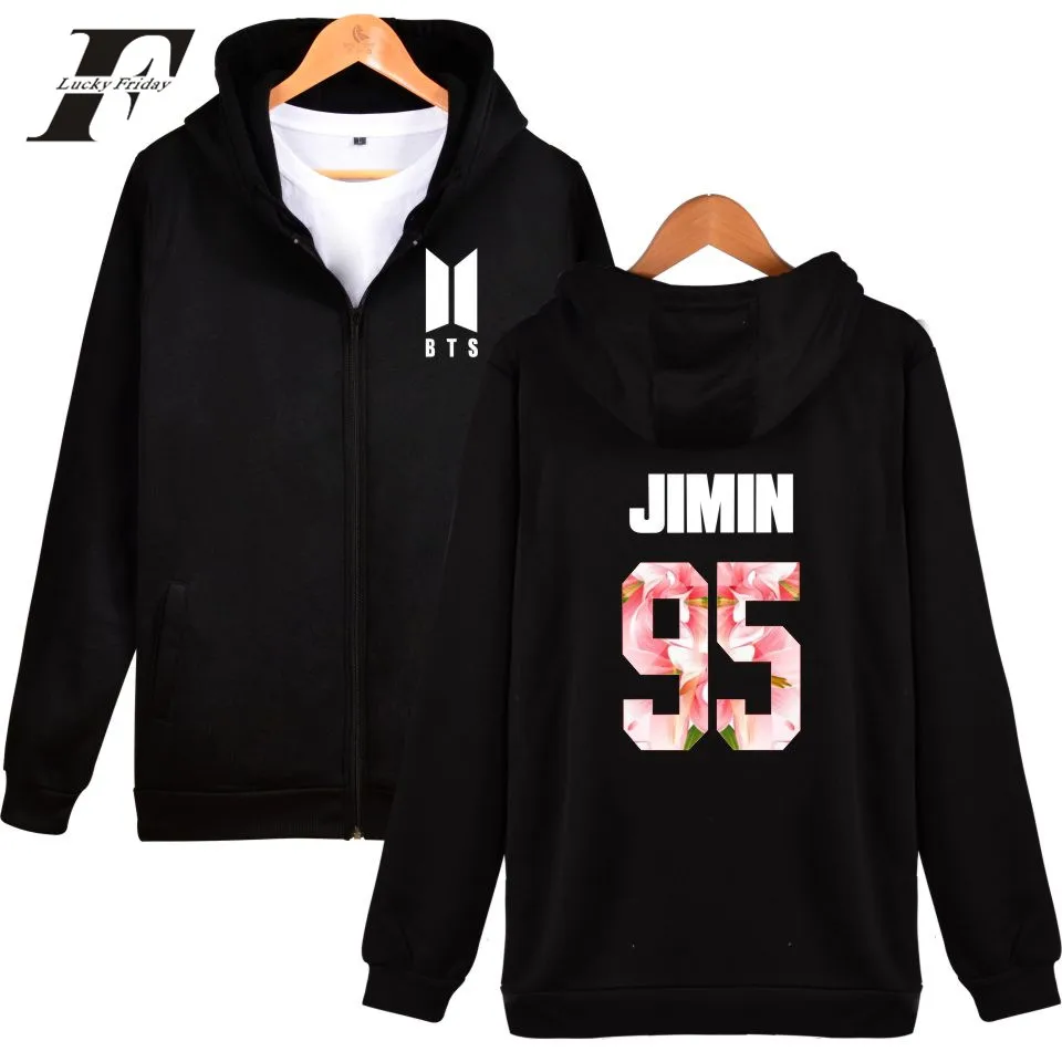 

DF LUCKYFRIDAYF Kpop Zipper Harajuku Hoodies Men/men Popular Bangtan Kpop Sweatshirt Korean Hip Hop kpop Zipper Clothes
