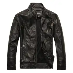 MISSKY Для мужчин мотоциклетная кожаная куртка на молнии Прохладный Модный Slim Fit PU пальто Топ