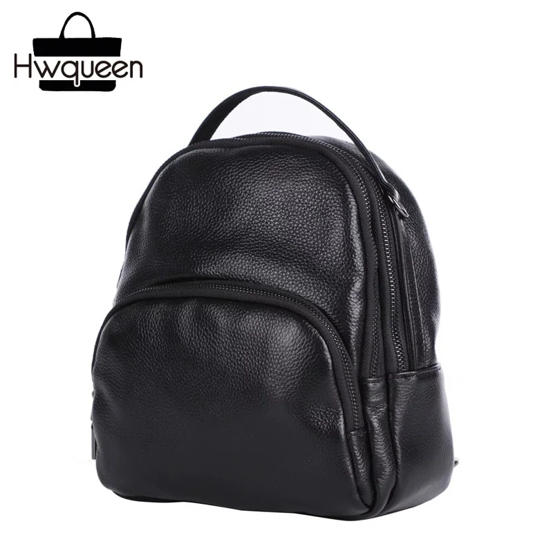 

Three-way Casual Designer Genuine Leather Zipper Closure Lady Small Travel Backpack Cowhide Woman Girls Multifunctional Backpack