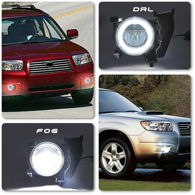 Белый DRL Halo передний бампер светодиодный противотуманный светильник для Subaru Forester 2006 2007 2008 автомобильный Стайлинг Дневной светильник s