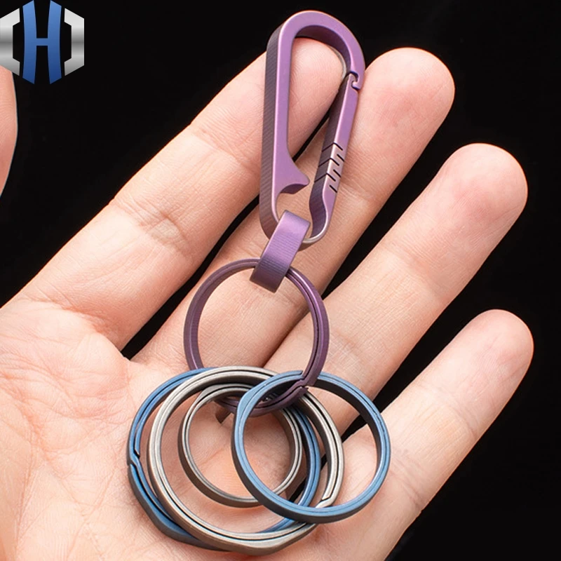 20mm/26mm/33mm 그레이 TC4 티타늄 합금 키 링 EDC 야외 소형 도구 블루 키 링 액세서리