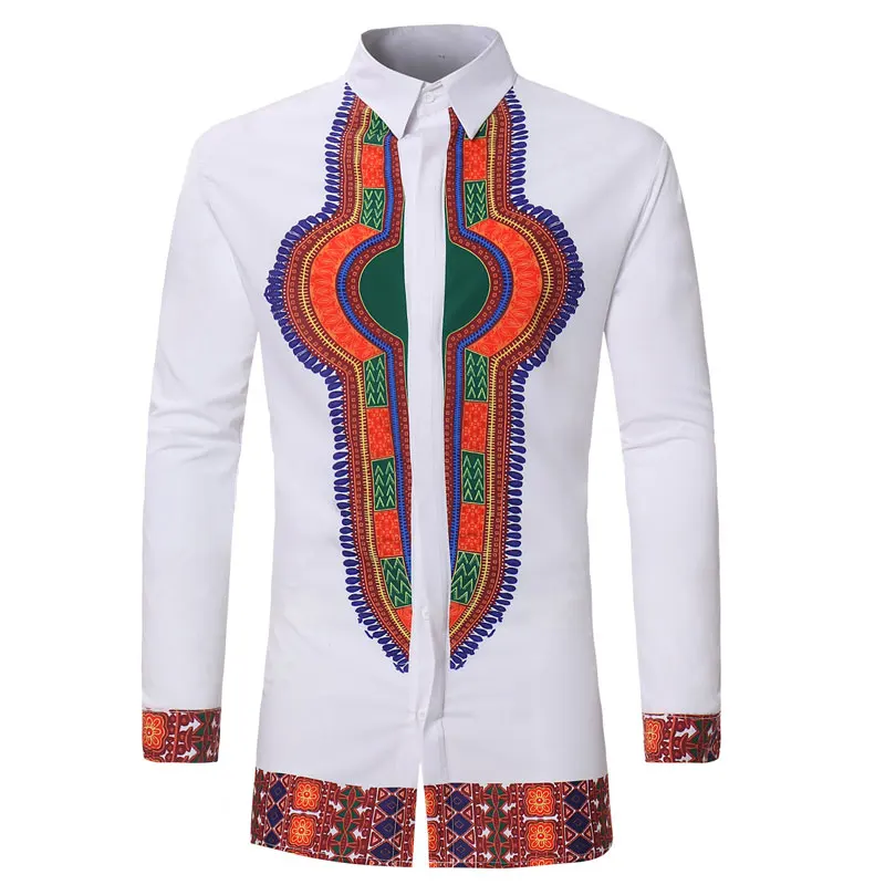 African Dashiki Shirt Men 2018 Casual Long Sleeve Button Down Dress ...