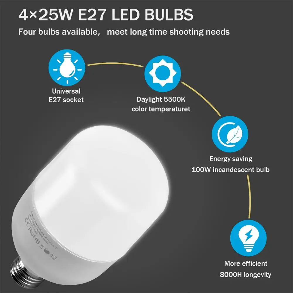 Светодиодный непрерывный светильник ZUOCHEN 4x25W 20 &quotx 28&quot/50x70 см софтбокс для