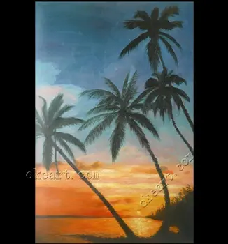 

coconut palm Original Seascape modern art oil Painting
