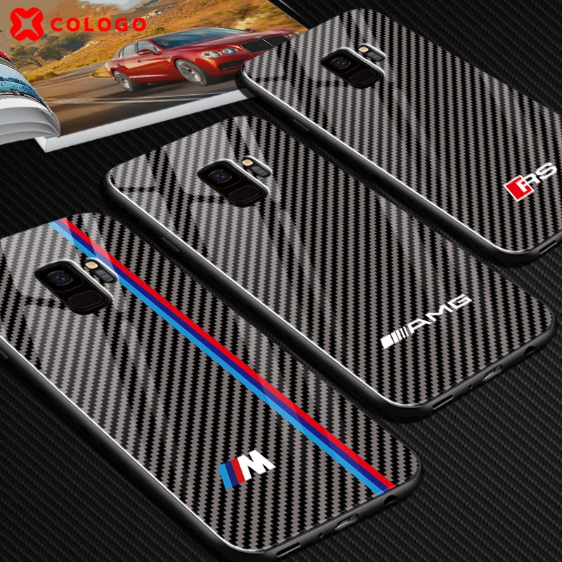 

Hot Luxury Performance sports car M AMG Phone Cover Case for Samsung Galaxy S8 S9 Plus Note 9 carbon fiber phone Cases Coque