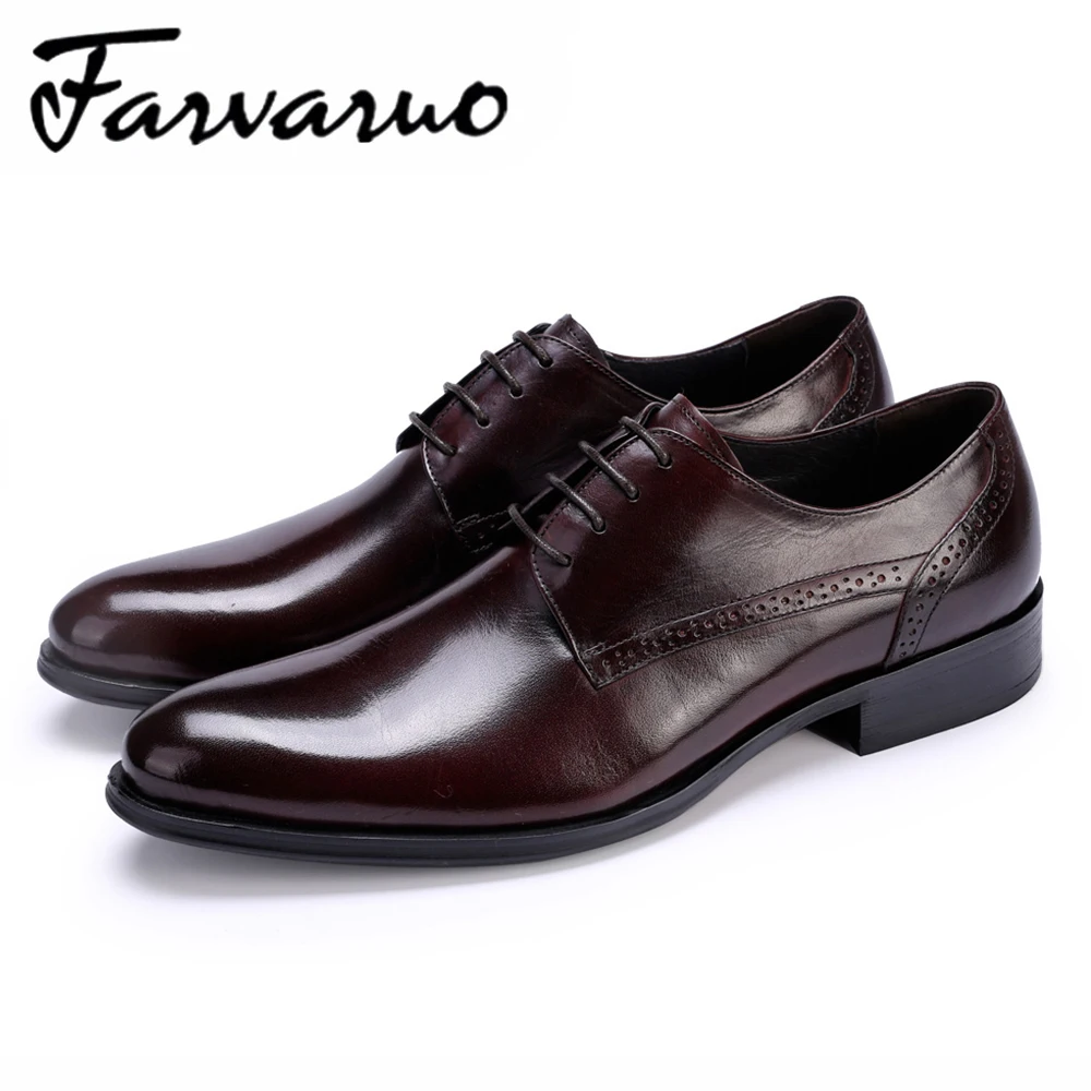 Farvarwo Mens Italian Pointed Toe Dress Shoes Genuine Leather Flats