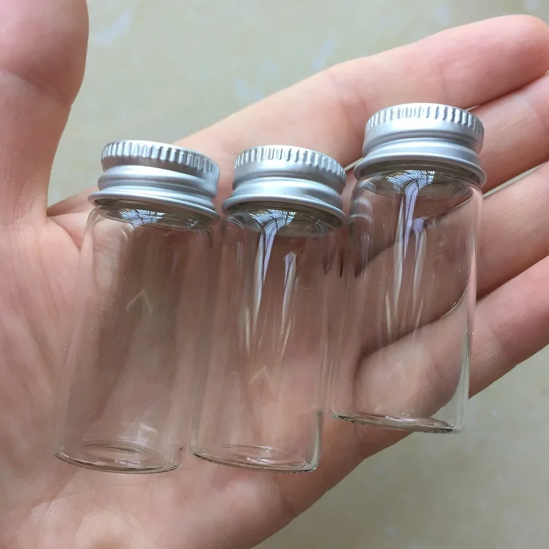 120 X 10ml Clear Glass Bottle with Screw Aluminum Lid 22X50mm Saffron