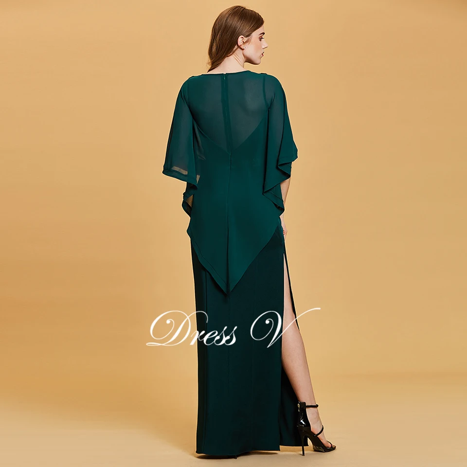 Dressv темно-зеленое вечернее платье, недорогое ТРАПЕЦИЕВИДНОЕ ПЛАТЬЕ С полурукавами длиной до пола для свадебной вечеринки, вечернее платье es