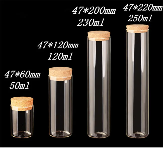 47*120 мм 120 мл стеклянные бутылки Флаконы пробирки с пробковой пробкой пустые стеклянные прозрачные бутылки 6 шт./партия