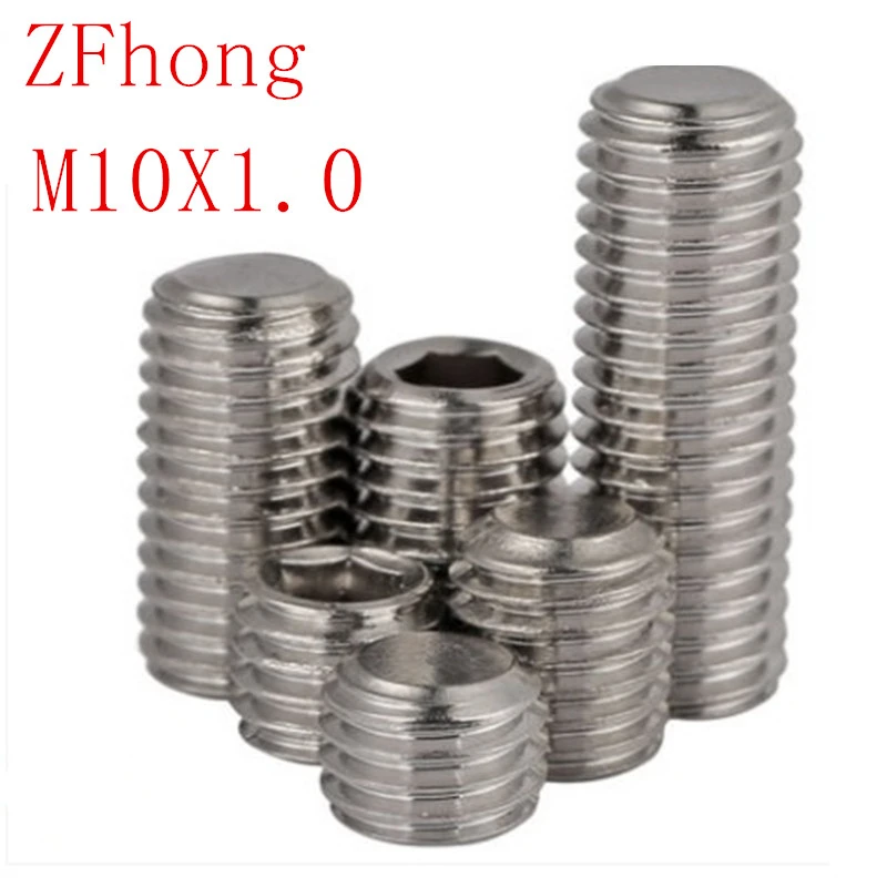 10pcs M10 * 1.0 * L 1.0mm 나사 피치가는 나사 스테인레스 스틸 육각 소켓 고정 나사나사 AliExpress