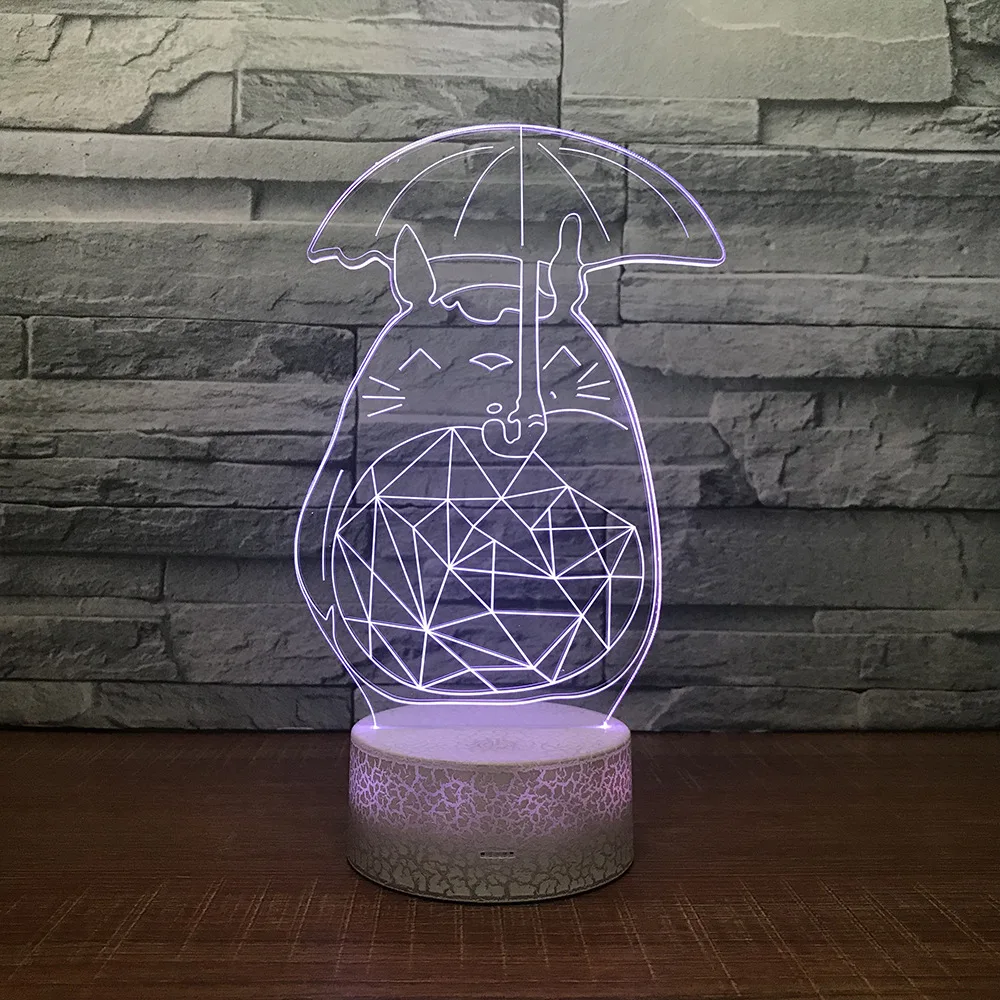 

3D Cartoon Umbrella Totoro LED RGB Night Light 7 Color Change Desk Light Action Figures 052 Boys Girls Christmas Toys