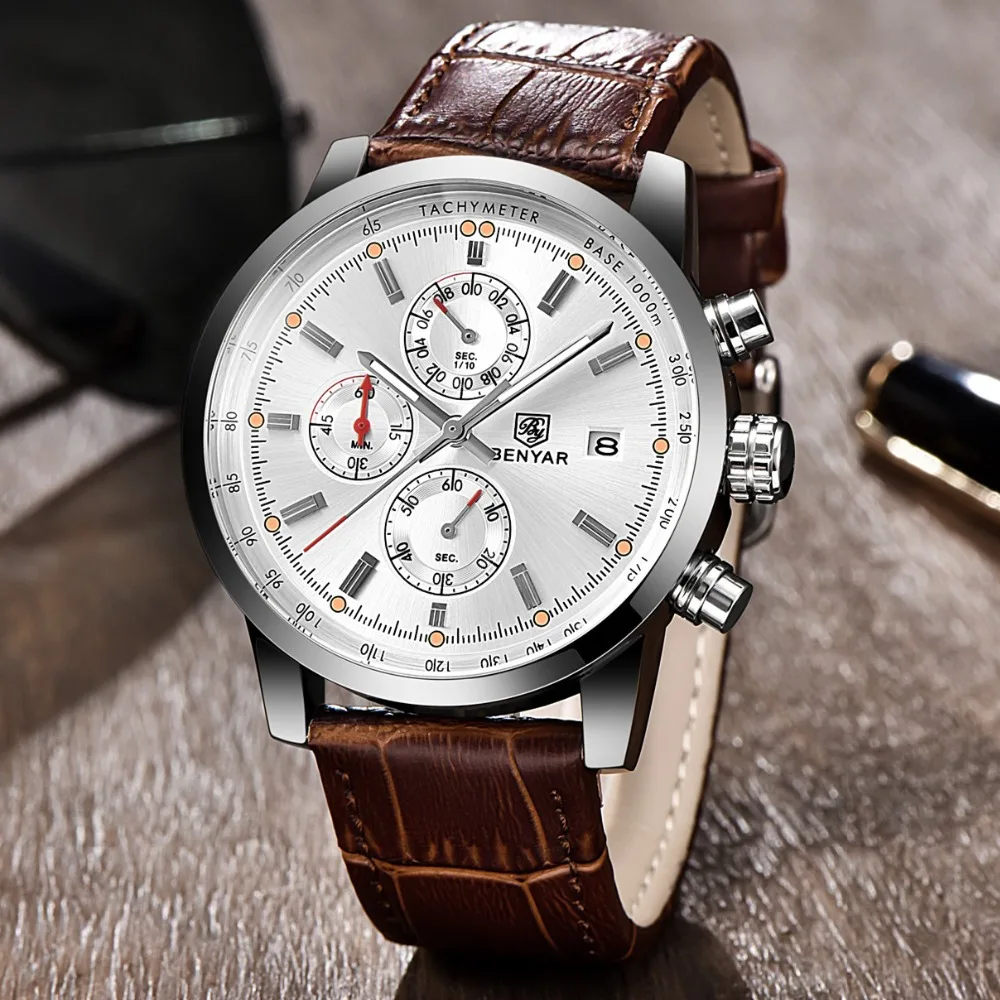  2018 BENYAR Fashion Chronograph Sport Mens Watches Top Brand Luxury Waterproof Military Quartz Watc