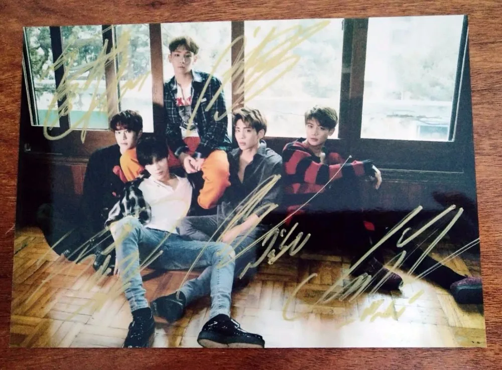 Подписанный SHINEE autographed group фото автограф чернил 5*7 k-pop 062019A