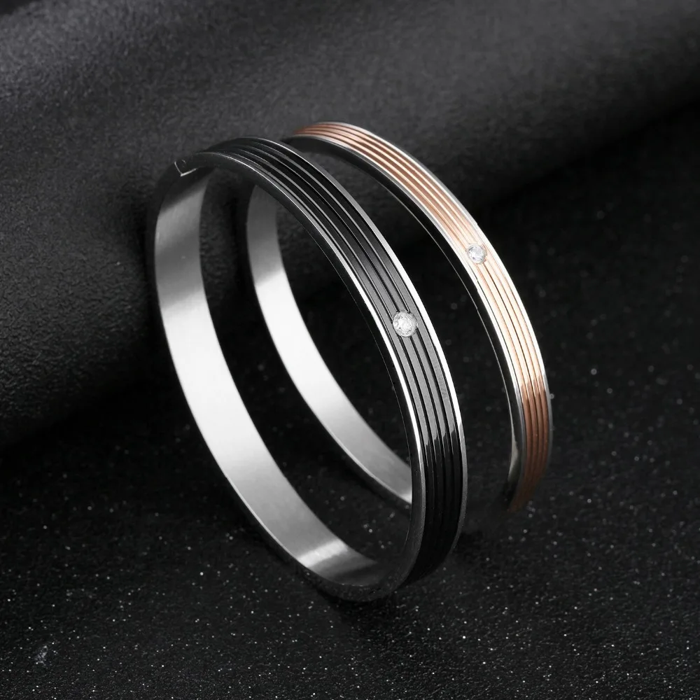 

Men Bracelet Fashion 316L Stainless Steel Personality Trendy Cubic Zircon Bracelets For Women Jewelry Couple Bracelets Bangles
