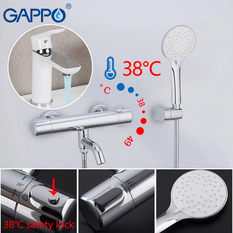 

GAPPO Bathtub Faucets bathroom white chrome bath shower mixer bathtub shower faucet shower head sets basin mixer water tap