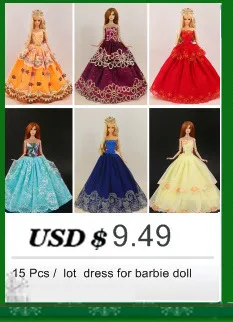Новое поступление, 15 предметов = 5 свадебных платьев, платье принцессы+ 5 пар туфель+ 5 аксессуаров, Одежда для куклы Барби, хороший подарок для ребенка