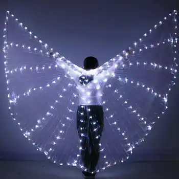 Women's Fiber Optic Costume Wings Egypt Belly Dance Isis Wings LED India Dancer Belly Dance Wings With Stick Colorful Wings