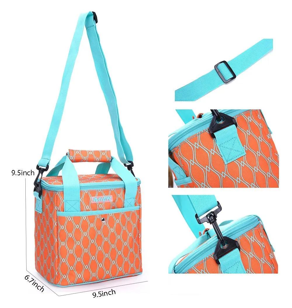 Orange 10L MIER Insulated Lunch Bag Soft Cool Bag Tote for Girls Women and Ladies 