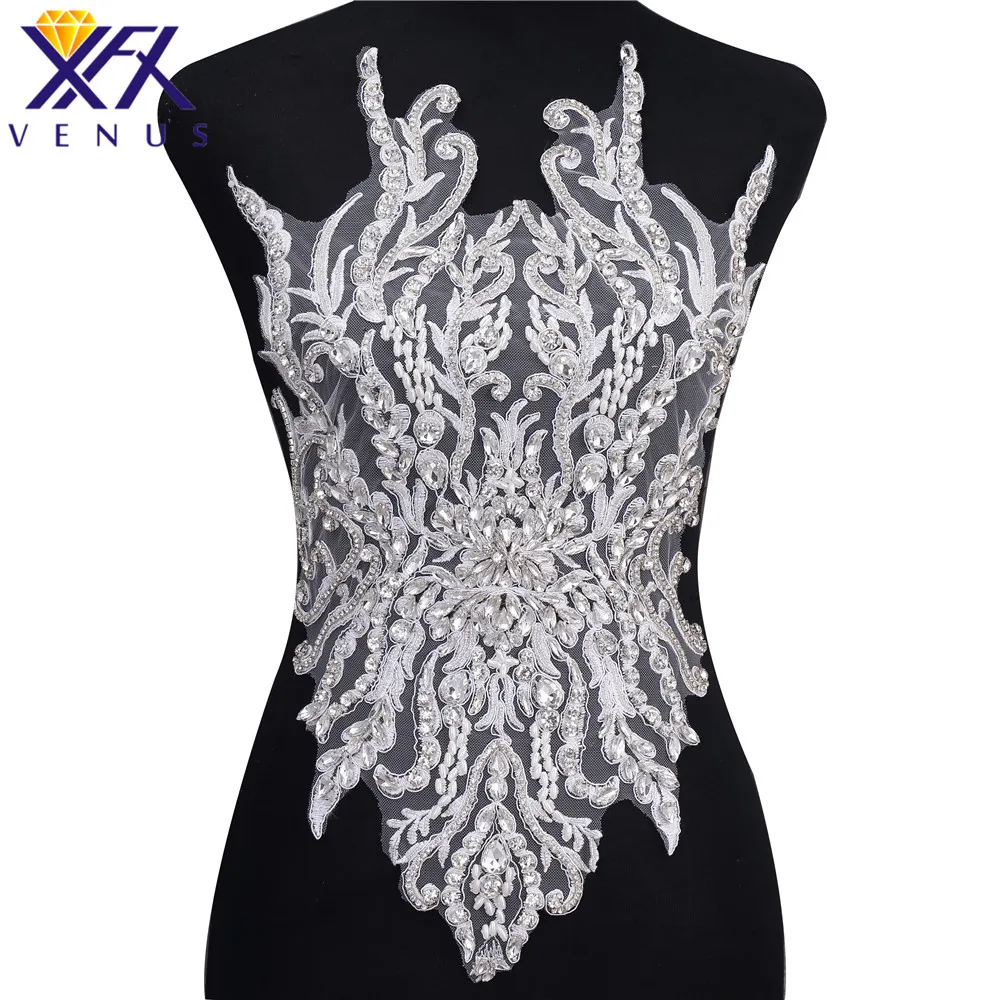 us 32 11 xfx venus 1 piece bridal crystal beaded bodice embroidery wedding dress rhinestone patch applique ball gown applique trimming in patches bodice embroidery designs