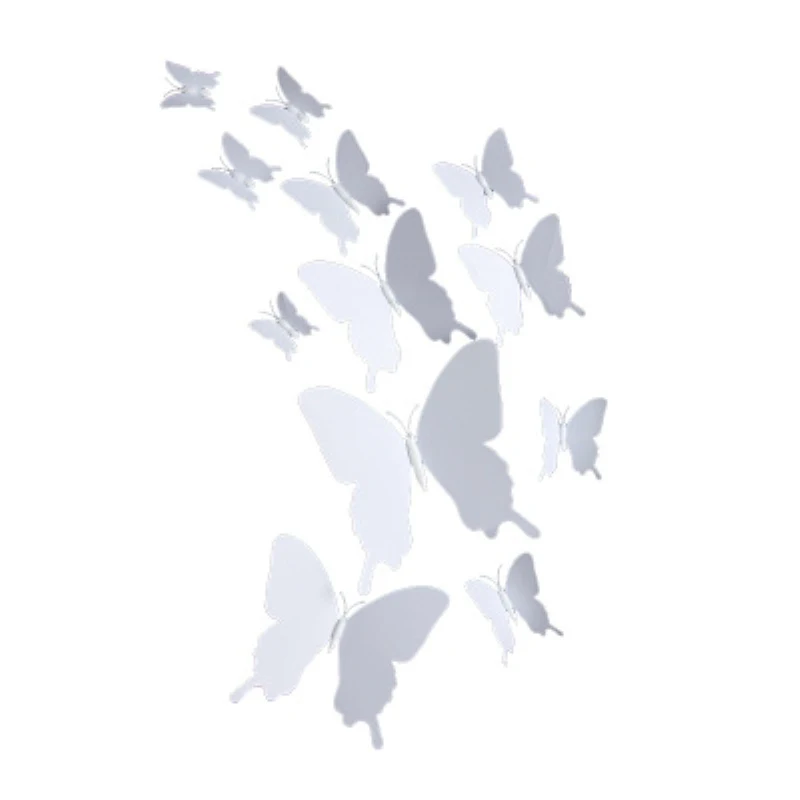 

Double Layer White Butterfly Sticker Art Decal Home Decor Wall Mural Stickers DIY Decal Christmas Wedding Decoration Gift 12 PCS