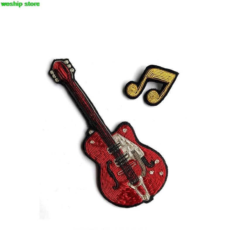 

DIY New High quality 3D Hand embroidered badges Electric guitar Armband applique for Coat Trousers Bag Brooch