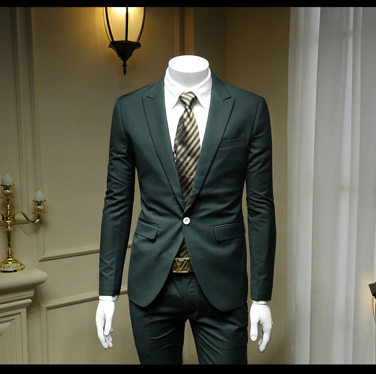 Мужской деловой костюм, куртка в европейском и американском стиле, мужские костюмы, приталеные блейзеры, мужские костюмы, мужской толстый темно-зеленый костюм, 365tz33