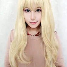 MCOSER 90 см длинные TouhouProject-Watatsuki noToyohime светильник желтый волнистые Аниме Мода Красивый Косплей парик