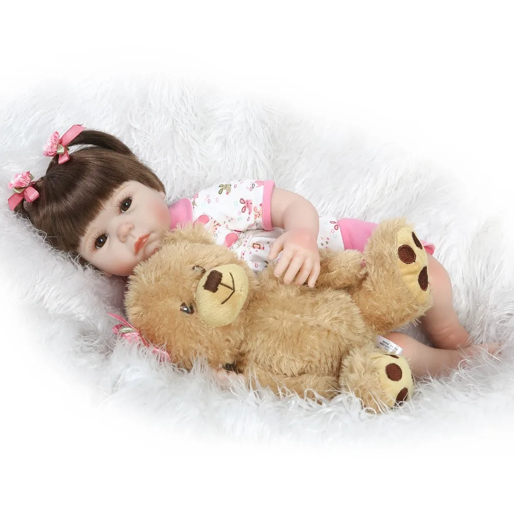 

22inch 55cm reborn todder baby doll silicone vinyl soft real touch rooted fiber hair Birthday presents to baby girls