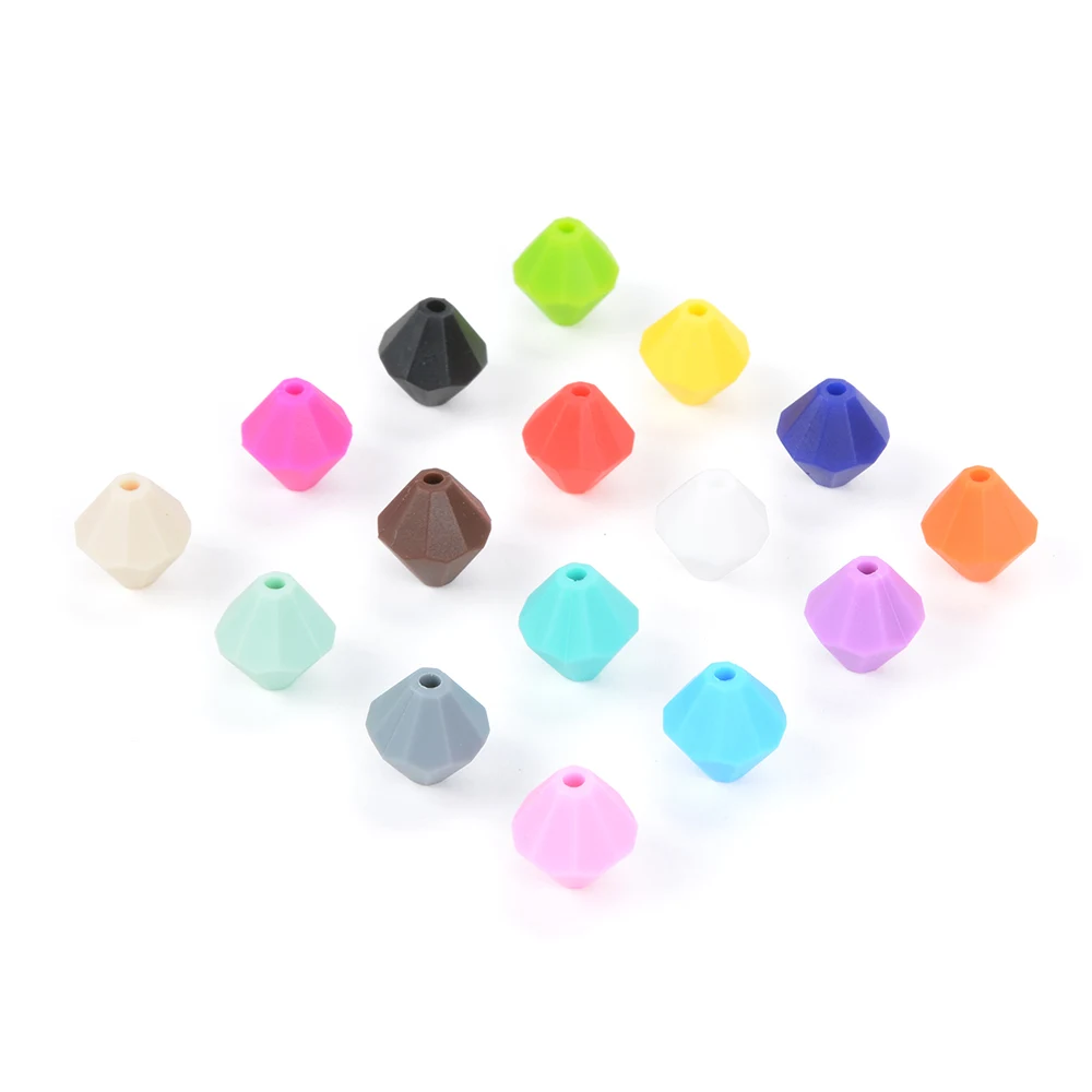 100pcs/lot Diamond Silicone Beads For Silicone Necklace Chew beads Food Grade DIY Jewelry Baby Toy For Teeth BPA Free
