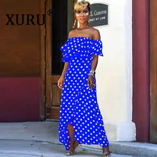 XURU summer new chiffon dress digital print fashion dot dress bohemian irregular women's tube top dress dot print swim dress