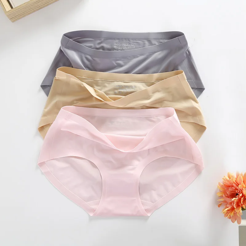 3pcs/lot Summer seamless panty brief thin a chip viscose solid color