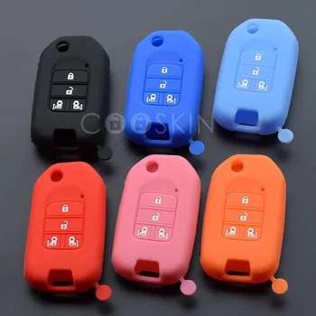 

100pcs/lot Car Styling silicone car key fob cover case for Honda CRV Pilot Accord Civic 4 button key protect Shell accessories